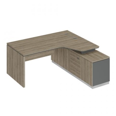 City СИ 118 ДС АР ДС Стол руководителя эргономичный (опора ДСП) на опорной тумбе правый