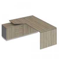 City СИ 119 ДС АР ДС Стол руководителя эргономичный (опора ДСП) на опорной тумбе левый