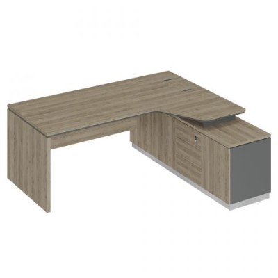 City СИ 120 ДС АР ДС Стол руководителя эргономичный (опора ДСП) на опорной тумбе правый