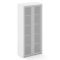 COR.ST-1.10R (Белый бриллиант) Шкаф высокий, широкий, 2 высоких фасада стекло сатин в раме