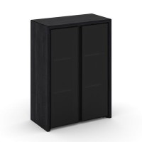 Корнер COR.ST-2.4R (Каштан тоскана) Шкаф средний, широкий, 2 средних фасада стекло сатин в раме