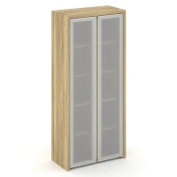 COR.ST-1.10R (Гикори песочный) Шкаф высокий, широкий, 2 высоких фасада стекло сатин в раме