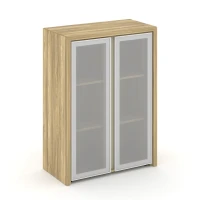 COR.ST-2.4R (Гикори песочный) Шкаф средний, широкий, 2 средних фасада стекло сатин в раме