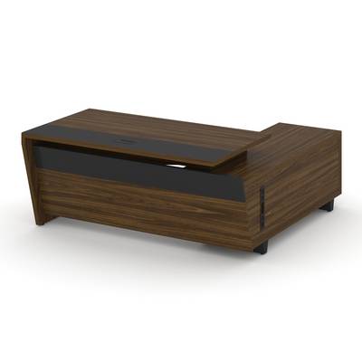 Corner COR.SRT-18-L (Орех лоренцо/Графит) Стол руководителя с опорной тумбой, левый