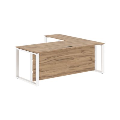 Энио ECT 2019H L (дуб денвер светлый/белый) Стол с боковой приставкой, левый 