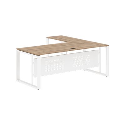 Энио ECT 2019M L (дуб денвер светлый/белый) Стол с боковой приставкой, левый 