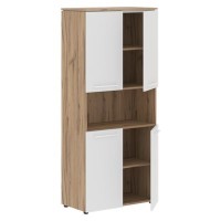 Энио MHC 85.4 (дуб денвер светлый/белый) Шкаф с 2-мя комплектами глухих малых дверей 