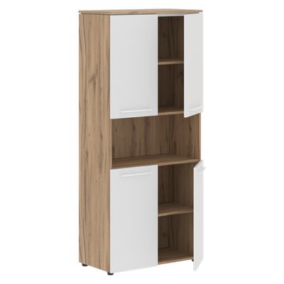 Энио MHC 85.4 (дуб денвер светлый/белый) Шкаф с 2-мя комплектами глухих малых дверей 