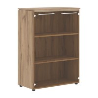 Энио MMC 85.2 (дуб денвер светлый/белый) Шкаф со стеклянными дверьми 