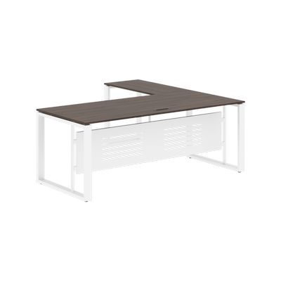 Энио ECT 2019M L (дуб денвер темный/белый) Стол с боковой приставкой, левый 
