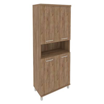 First KST-1.5 (Дуб табак) Шкаф высокий широкий (4 низкие двери ЛДСП)