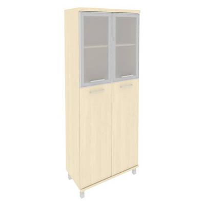 First KST-1.7R (Клен) Шкаф высокий широкий (2 средние двери ЛДСП, 2 низкие двери стекло в раме)