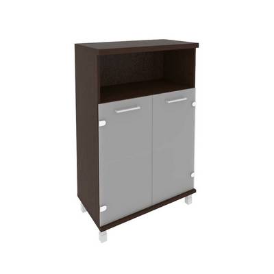 First KST-2.2 (Венге) Шкаф средний широкий (2 низкие двери стекло)