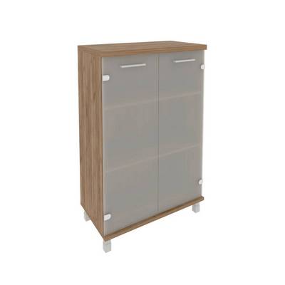 First KST-2.4 (Дуб табак) Шкаф средний широкий (2 средние двери стекло)