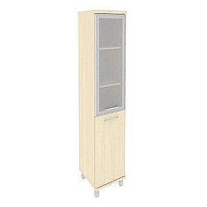 KSU-1.2R(L) (Клен) Шкаф высокий узкий левый (1 низкая дверь ЛДСП, 1 средняя дверь стекло в раме)