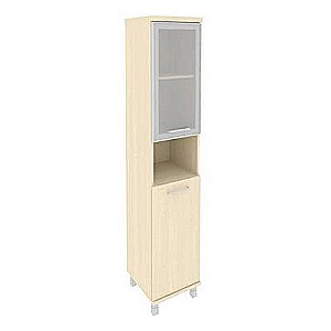 KSU-1.4R(L) (Клен) Шкаф высокий узкий левый (1 низкая дверь ЛДСП, 1 низкая дверь стекло в раме)