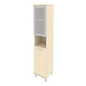 KSU-1.4R(R) (Клен) Шкаф высокий узкий правый (1 низкая дверь ЛДСП, 1 низкая дверь стекло в раме)