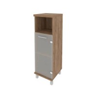 First KSU-2.2(R) (Дуб табак) Шкаф средний узкий правый (1 низкая дверь стекло)