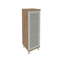 First KSU-2.4R(L) (Дуб табак) Шкаф средний узкий левый (1 средняя дверь стекло в раме)