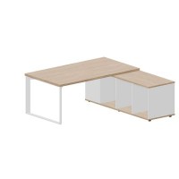 Fortum FT180TSD OWBLOWBL (Светлый дуб/Белый) Стол на опорной сервисной тумбе, правый