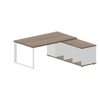 Fortum FT180TSD WNBLWNBL (Орех/Белый) Стол на опорной сервисной тумбе, правый