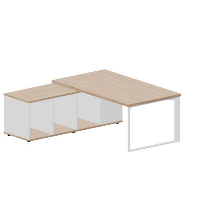 Fortum FT180TSG OWBLOWBL (Светлый дуб/Белый) Стол на опорной сервисной тумбе, левый