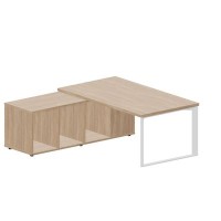 Fortum FT180TSG OWOWOWBL (Светлый дуб/Белый) Стол на опорной сервисной тумбе, левый