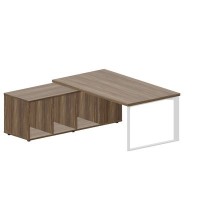 Fortum FT180TSG WNWNWNBL (Орех/Белый) Стол на опорной сервисной тумбе, левый