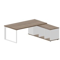 Fortum FT200TSD WNBLWNBL (Орех/Белый) Стол на опорной сервисной тумбе, правый