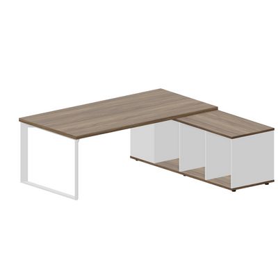 Fortum FT200TSD WNBLWNBL (Орех/Белый) Стол на опорной сервисной тумбе, правый