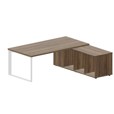 Fortum FT200TSD WNWNWNBL (Орех/Белый) Стол на опорной сервисной тумбе, правый