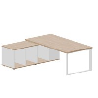 Fortum FT200TSG OWBLOWBL (Светлый дуб/Белый) Стол на опорной сервисной тумбе, левый