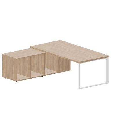 Fortum FT200TSG OWOWOWBL (Светлый дуб/Белый) Стол на опорной сервисной тумбе, левый