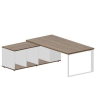 Fortum FT200TSG WNBLWNBL (Орех/Белый) Стол на опорной сервисной тумбе, левый