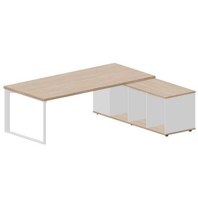 Fortum FT220TSD OWBLOWBL (Светлый дуб/Белый) Стол на опорной сервисной тумбе, правый