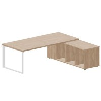 Fortum FT220TSD OWOWOWBL (Светлый дуб/Белый) Стол на опорной сервисной тумбе, правый