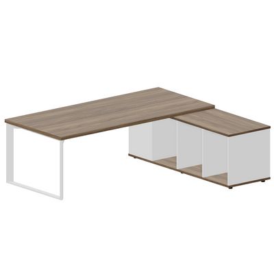 Fortum FT220TSD WNBLWNBL (Орех/Белый) Стол на опорной сервисной тумбе, правый