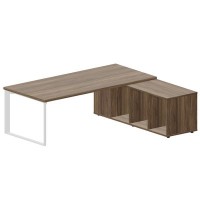 Fortum FT220TSD WNWNWNBL (Орех/Белый) Стол на опорной сервисной тумбе, правый