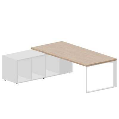 Fortum FT220TSG OWBLBLBL (Светлый дуб/Белый) Стол на опорной сервисной тумбе, левый