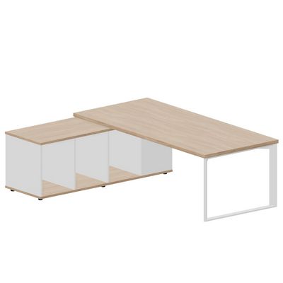 Fortum FT220TSG OWBLOWBL (Светлый дуб/Белый) Стол на опорной сервисной тумбе, левый