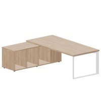 Fortum FT220TSG OWOWOWBL (Светлый дуб/Белый) Стол на опорной сервисной тумбе, левый