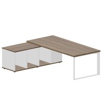 Fortum FT220TSG WNBLWNBL (Орех/Белый) Стол на опорной сервисной тумбе, левый