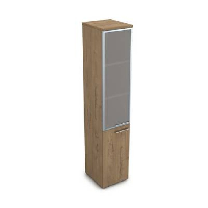 9НП.005.19Л (Teakwood) Пенал высокий со стеклом, левый