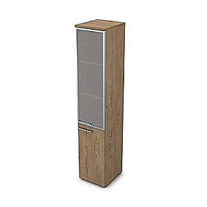 9НП.005.19П (Teakwood) Пенал высокий со стеклом, правый