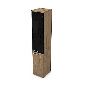 9НП.005.22Л (Teakwood) Пенал высокий со стеклом, левый