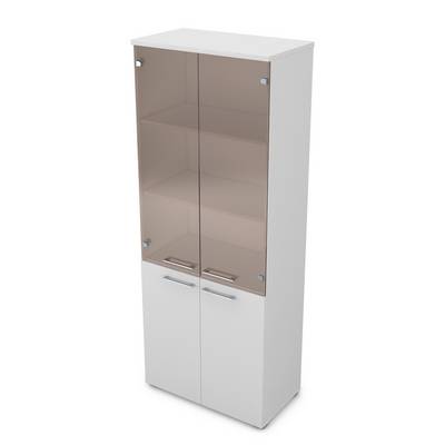 Gloss Line 9НШ.005.12 (Белый премиум) Шкаф высокий со стеклом