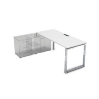 Gloss Line НСТЛ-О.974 (Белый премиум) Стол рабочий, прямолинейный три опоры, левый