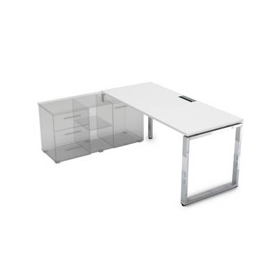 Gloss Line НСТЛ-О.975 (Белый премиум) Стол рабочий, прямолинейный три опоры, левый
