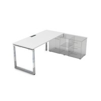 Gloss Line НСТП-О.974 (Белый премиум) Стол рабочий, прямолинейный три опоры, правый