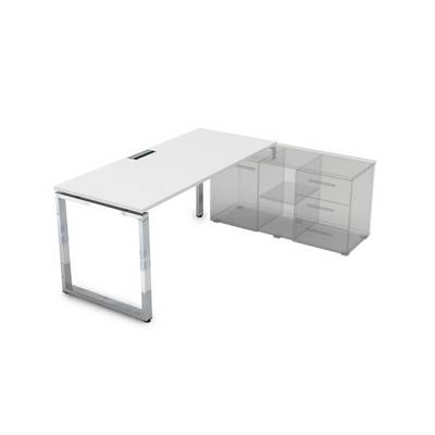 Gloss Line НСТП-О.979 (Белый премиум) Стол рабочий, прямолинейный три опоры, правый